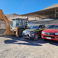 Trucks and excavator of SSA in GRG wharehouse in Diego